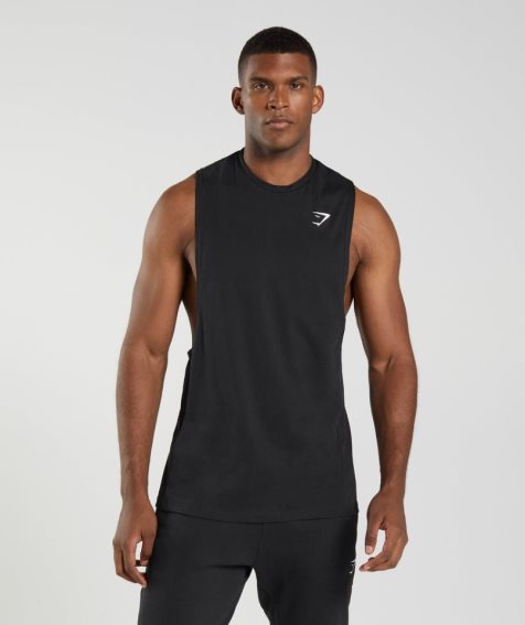 Men's Gymshark React Drop Arm Tanks Black | NZ 5HTDGV